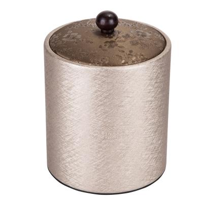 China China beige flower pu leatherette ice bucket factory for 5-star hotel guest supply for sale