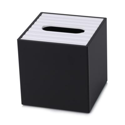 China OEM/ ODM black / white weave square 130*130*135 tissue box cover for Shangri-La Hotel for sale