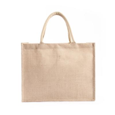 China Custom Logo Color Burlap Grocery Tote Bags Jute Eco-Friendly Handled Reusable Shopping Bag for sale