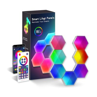 China Modern Light DIY RGB Quantum LED Package WIFI 10 Smart Wall Lights Smart Removable Hexagonal Wall Lamp for Decoration for sale