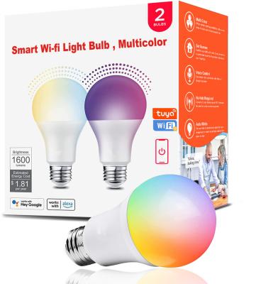 China Festival Wholesale Price 2pcs Wifi Smart Led Bulbs Ambient Lighting Smart Home Lights Alexa Remote Control RGB Led Bulbs D for sale