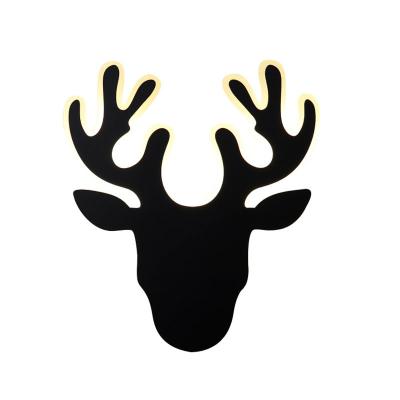 China Modern Creative Animal Design Deer Shape Bedroom Living Room Indoor Wall Lights LED Wall Lamp Black for sale