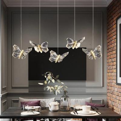 China Modern Nordic Indoor Lighting Crystal Hanging Lamp Butterflies Led Lights Pendant Chandelier for Living Room Bedroom Home Decoration for sale