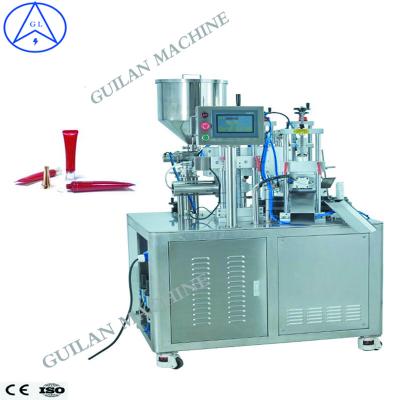 China Semi Automatic Cosmetic Food Cream Plastic Stern Tube Filling And Sealing Machine for sale