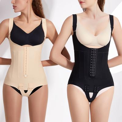 China Antibacterial female after liposuction compression vest open crotch hook shapewear jumpsuit for sale