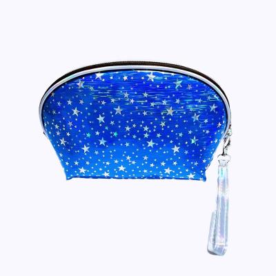 China Lady Fashion Star Pattern Multifunctional Semicircular Semicircular Travel Cosmetic Bag Lady Clutch Bag Laser Pattern Shell Cosmetic Storage Bag for sale