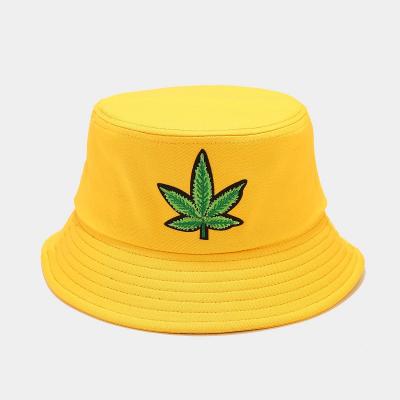 China Fashion 2021 Solid Color Custom Cotton Bucket Hats Winter Maple Leaf Outdoor Bucket Hats For Woman for sale