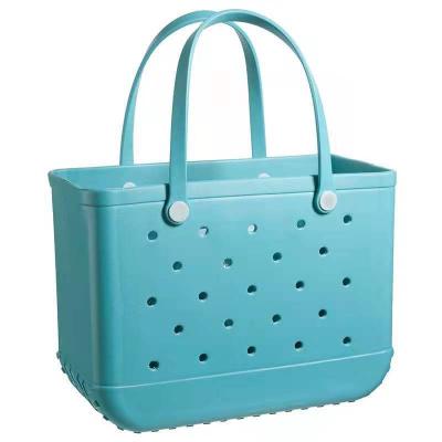 China EVA Plastic Bog Beach Silicone Washable Waterproof Rubber Handbag Large Capacity PVC Totes Tote Bags Custom Holes Summer for sale