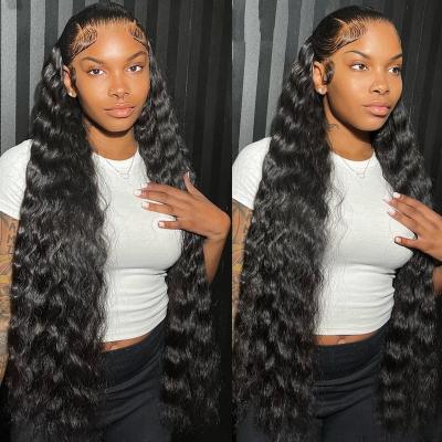 China Body Wave High quality deep wave human hair lace front wigs swiss transparent hd lace frontal wigs for black women for sale