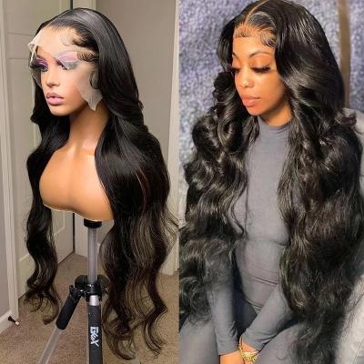 China Body Wave Wholesale 30 40 inches 13x4 lace front wigs human hair lace front hd transparent lace frontal wigs for black women for sale