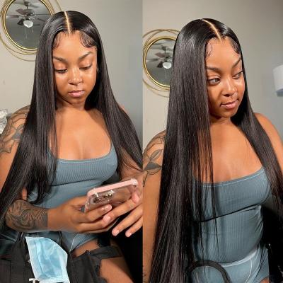 China Body Wave 30 inches raw indian hair wigs human hair lace front wigs, cuticle aligned hair hd lace frontal wigs for black women for sale