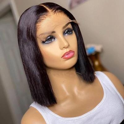 China Body Wave Wholesale Peruvian Bob Lace Front Human Hair Wig,Transparent Glueless Full HD Lace Bob Wig for black women for sale