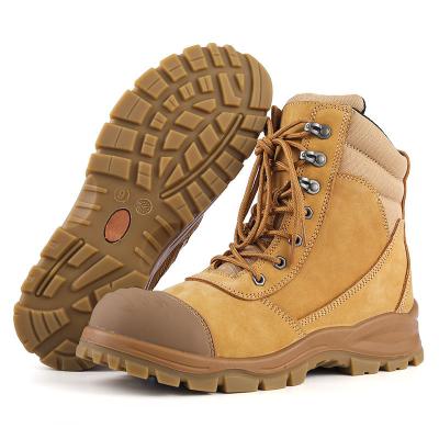 China Australia Hot Selling Genuine Steel Toe Leather Men Work Shoes Safety Protection Steel Toe Double Density Top Layer Nubuck Leather Shoes for sale