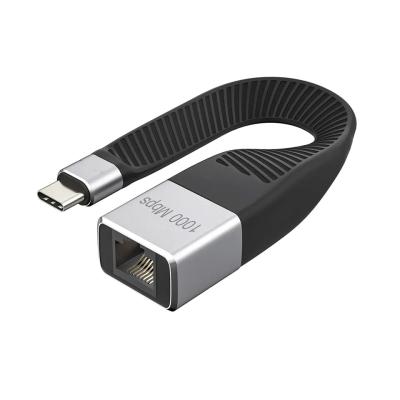 China Fast Charging Speed FPC Flat Cable USB Type-C to Gigabit LAN 10/100/1000 Mbps 15 cm for sale