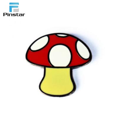 China Delicious Japan Metal Foods Theme Mushroom Logo Shaped Brooch Pin Badge for sale