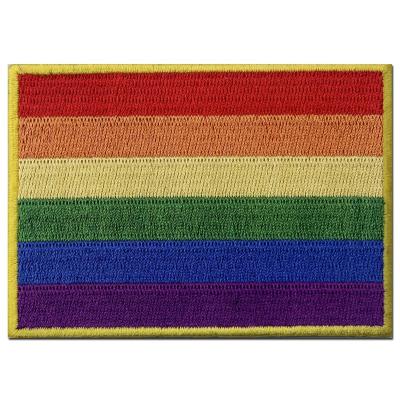 China 3D LGBT Rainbow Flag Emblem Iron Sew On On Gay Rights Embroidery Embroidered Patch for sale