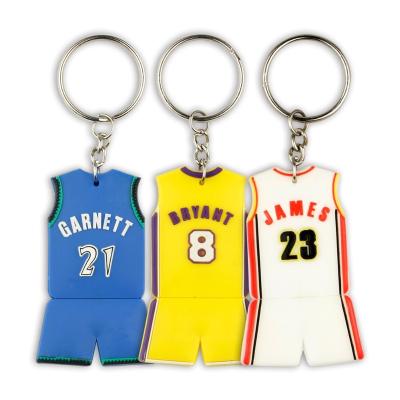 China Cheap Custom Rubber Souvenir Gifts Basketball Clothes 3D PVC Keychains for sale