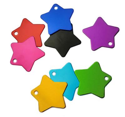 China Custom China Manufacturer In Stock Colorful Anodized Aluminum Pet Tags Metal Star Dog Tag for sale