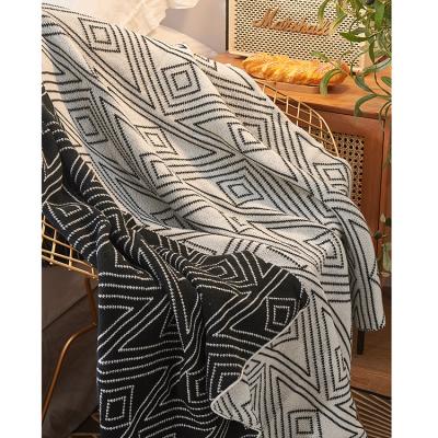 China Double side colors office geometric acrylic throw blanket for sale