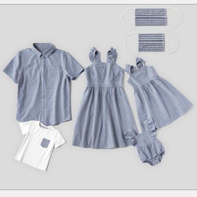 China Mommy Daddy and Me Summer Clothes Shirt Dress And Baby Rompers 2021 for sale