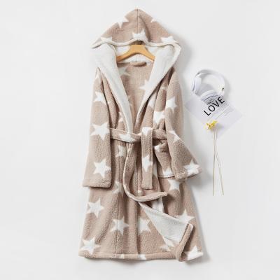 China Unisex fleece robe hood star print Ladies and mens hooded robe for Winter nightwear for sale