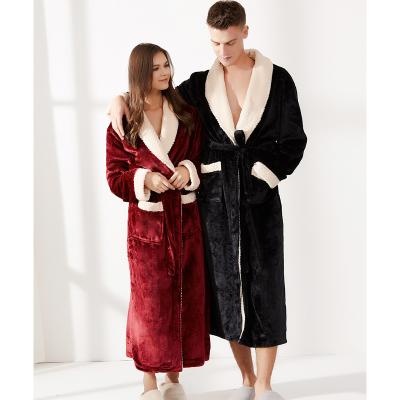 China Warm Spa robes micro flannel unisex women and men Bath Robe Winter nightwear for sale