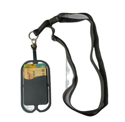 China Adjustable Silicone Phone Lanyard Cross Body Phone Strap with Card Holder Wallet for sale