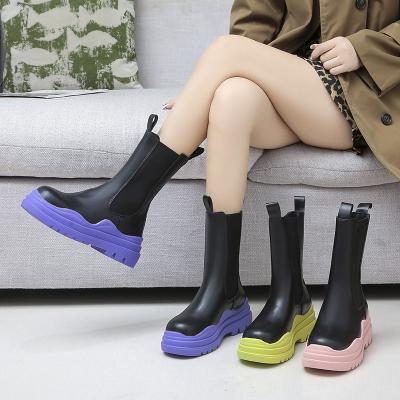 China Other New Style 2022 Color Blocking Winter Casual Women's Winter Boot Women's Plush Warm Flat Shoes Long Boots for sale