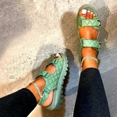 China New Fashion Trend Summer Mid-heel Flats Women's Sandals Soft-soled Women's Outdoor Beach Shoes Flats With Buckles Women's Flats-shoes for sale