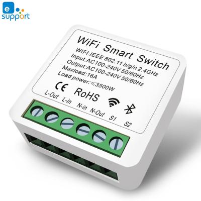 China ewelink 16A Smart Home Automation Mini Smart Wifi Breaker DIY Switch Support 2 Way Control Wifi Switch ON/OFF 15302 for sale