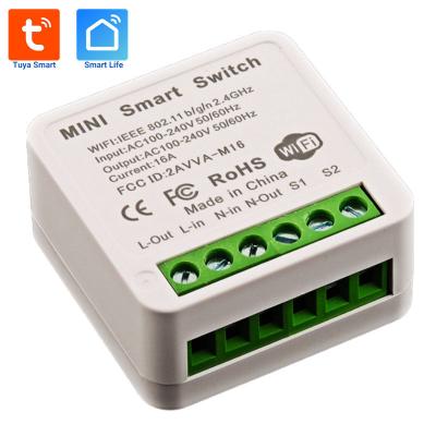 China Tuya Elevator App 16A Mini Smart Wifi DIY Smart Switch Support 2 Way Control Automation Wifi Switch Module 15201 for sale