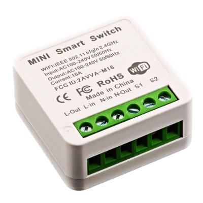 China Tuya Life Smart Wifi Switch App 16A Mini Smart Wifi DIY Smart Switch Supports 2 Way Control Automation Module for sale