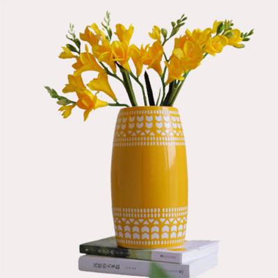 China Beautiful Original Modern Exquisite Tall Non Porous Ceramic Vase High Cylinder For Home Decor Table Top for sale