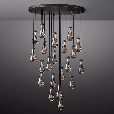 China Modern Luxury Round Raindrop Chandelier Ceiling Crystal Chandelier Dining Table Light Fixture for sale