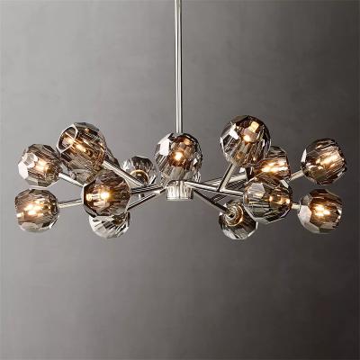 China Modern Modern Smoke Ceiling Crystal Glass Chandelier Pendant Lamp Around Crystal Chandelier for sale