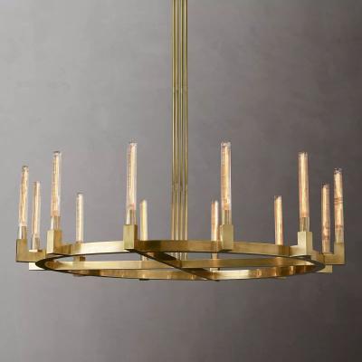 China Modern Gold Chandelier Metal Frame Luxury Led Glass Round Chandelier Light for sale