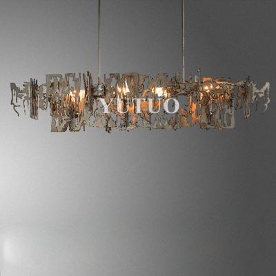 China Metal Strip Art Chandeliers Ceiling Luxury Postmodern Modern Minimalist Rectangular Indoor Lighting for sale