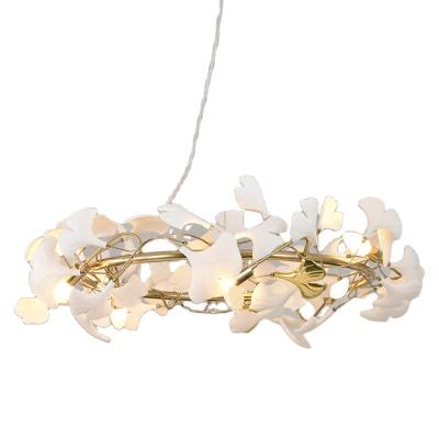 China Modern Ceramic Fleur De Lis Chandelier Maple Leaf Chandelier Room Hanging Lighting for sale