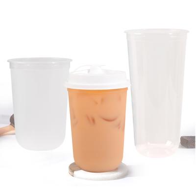 China Disposable PP Tea Cups 16oz 24oz 500ml 700ml U Shape Clear High Temperature And Low Temperature Resistance Bubble Injection Plastic Cup for sale