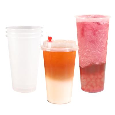 China High temperature and low temperature resistance coffee milk tea cup 16oz 24oz bubble tea cups injection disposable clear plastic cup for sale