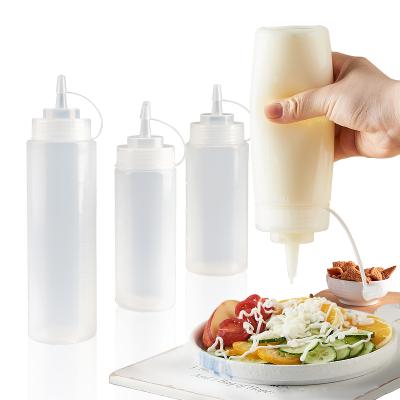 China Food Jam Squeeze Bottle White Transparent Kitchen Restaurant Use Hotel Squeeze Sauce Plastic Bottles for sale