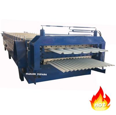 China Construction worksÂ   Double Layer Metal Roofing Corrugated Trapezoidal 836 Tile Double Layer Roll Forming Machine for sale