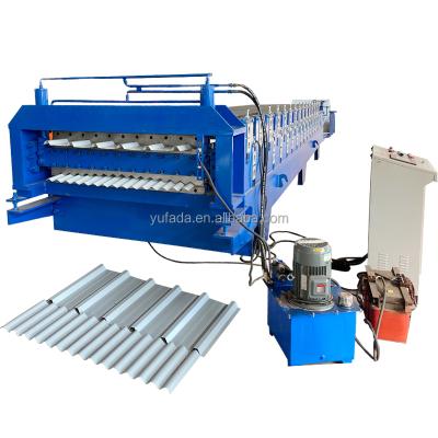 China Construction worksÂ   Double Layer Corrugated 1064 And 1000 Trapezoid Roof Sheet Roll Forming Machine for sale