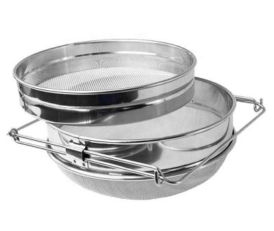 China 304 Stainless Steel Honey Strainer Double Filter With 3014SS Holder for sale