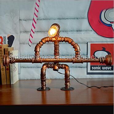 중국 2017 chirsmas modern Steampunk waterpipe restore ways robot table lamp yello antique copper 판매용