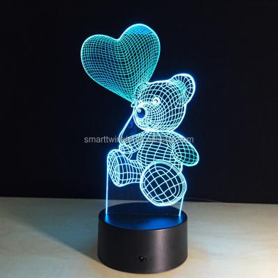 중국 2017 Hottest Selling Custom Usb 3d Led Night Lamp Unique Art 3d Modern Teddy Bear Lamp LED Kids Room Gift Table Lamp 판매용