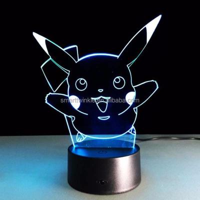 China Usb 3d custom cartoon characters led lamp Pikachu 3D LED table lamp OEM CE Rosh 3d lamp for sale