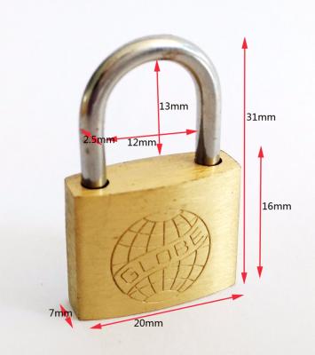 China High quality small size brass copper padlock/small padlock and key for suitcase backpack for sale