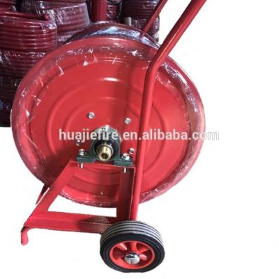 China Red Eopxy Manual Fire Water Hose Pipe Roller 525mm Side Plate Mild Steel for sale