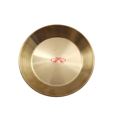 China Sustainable DF trading house factory direct sale gold round serving tray stainless steel dinner plate seafood tray for sale